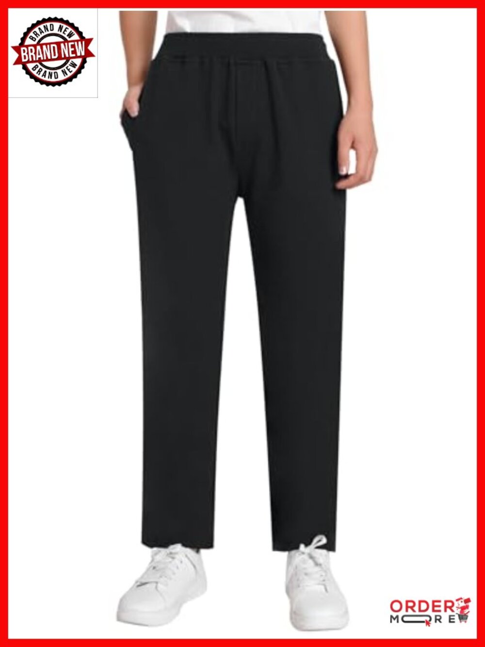 Petite Pull On Cotton Dress Pants Elastic Waist Straight Leg Work